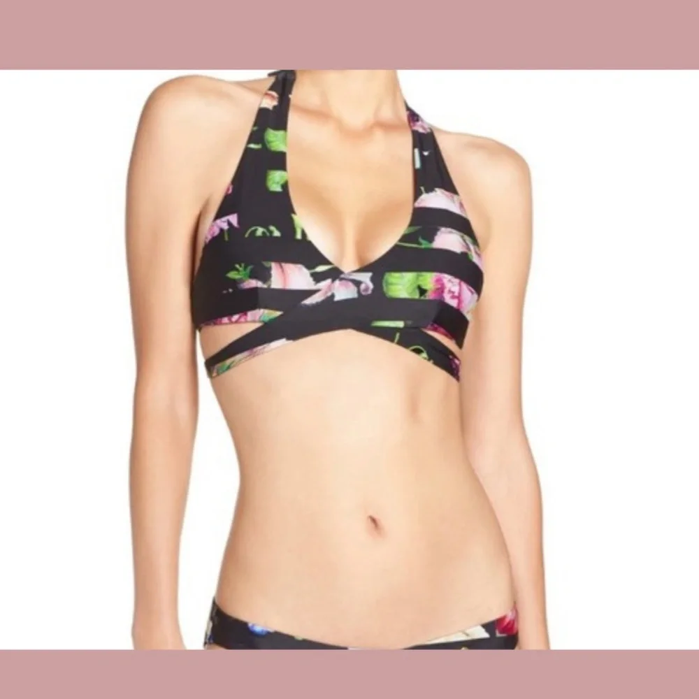 NEW Ted Baker London [ 0 TB ] Tapestry‎ Striped Faux Wrap Bikini Top